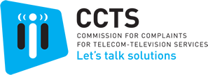 Logo of the CCTS Commission for Complaints for Telecom-Television Services. Slogan: Let's talk solutions.